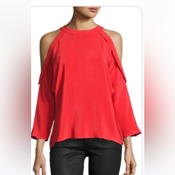 Ramy Brook Cold Shoulder Silk Blouse - Picture 2 of 10